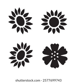 Set of wildflowers. Abstract botany flowers icon, silhouette botanical style for fabric, banners, wallpaper, posters, websites, online shopping.Vector illustration design and creative idea,eps 10.