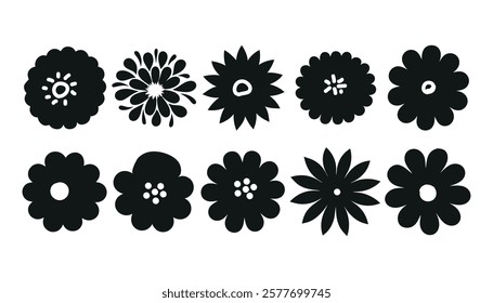 Set of wildflowers. Abstract botany flowers icon, silhouette botanical style for fabric, banners, wallpaper, posters, websites, online shopping.Vector illustration design and creative idea,eps 10.