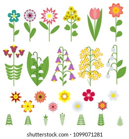 Set of wildflowers icons. Objects isolated on a white background.