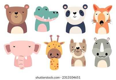 Set of wildlife animals is sleeping . Vector illustration .