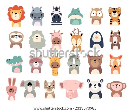 Set of wildlife animals is sleeping . Vector illustration .