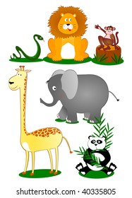 Set wildlife comic style, vector