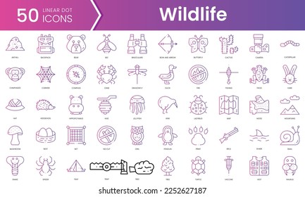 Conjunto de iconos de la vida salvaje. Conjunto de iconos de estilo de degradado. Ilustración vectorial