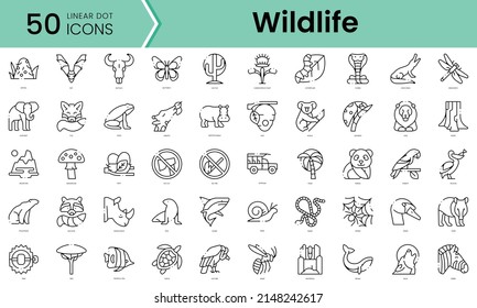 Set of wildlife icons. Line art style icons bundle. vector illustration