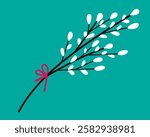 set of willow branches, design element and traditional symbol of the spring religious holiday of Easter
