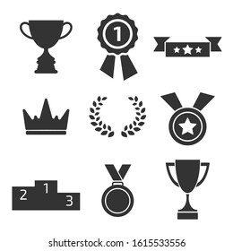 set of win symbols. Flat style medals