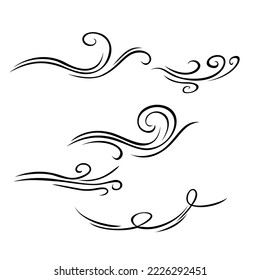 conjunto de ilustración de diseño de iconos de soplo de viento. símbolo y signo de flujo de aire.