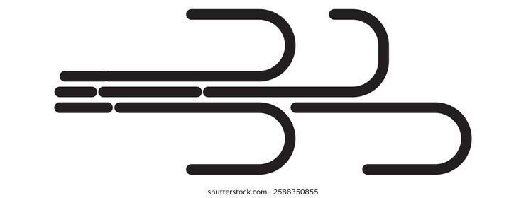 Set wind blow line icon. Blowing wind outline icons. Windy weather symbol, logo - vector