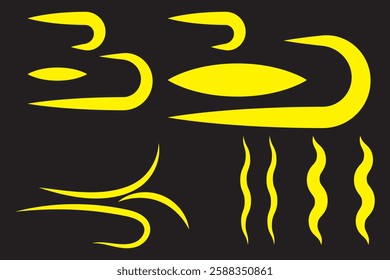 Set wind blow line icon. Blowing wind outline icons. Windy weather symbol, logo - vector