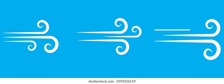 Set wind blow line icon. Blowing wind outline icons. Windy weather symbol, logo - vector