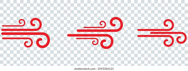 Set wind blow line icon. Blowing wind outline icons. Windy weather symbol, logo - vector