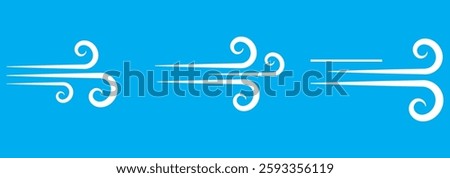Set wind blow line icon. Blowing wind outline icons. Windy weather symbol, logo - vector