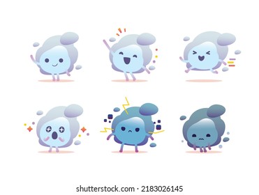 set of wind cloud element character mascot funny and cute	
