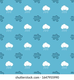 Set Wind and Cloud with rain on seamless pattern. Vector