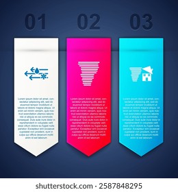 Set Wind and rain with snow, Tornado and swirl. Business infographic template. Vector