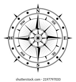 set of wind rose compass marine isolated or nautical navigation sail symbols or geographic direction maps. eps vector
