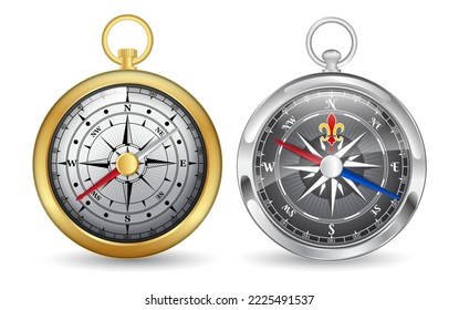 set of wind rose compass marine isolated or nautical navigation sail symbols or geographic direction maps. eps vector