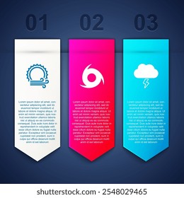 Set Viento y sol, Tornado y Tormenta. Plantilla de infografía de negocios. Vector