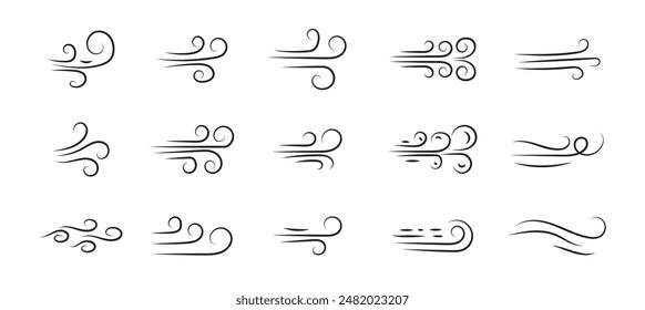 Set of wind thin line style icons vector