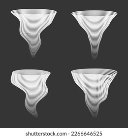 conjunto de torsión de tormentas de tornado de viento vector línea dibujada a mano 