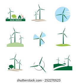 set Wind turbine icon vector