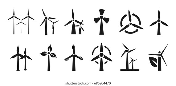 Set of wind turbine – vector