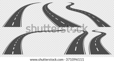 set of winding roads, vector illustration