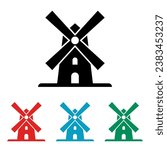 Set of windmill icon template vector illustration.Windmill farm icon.
