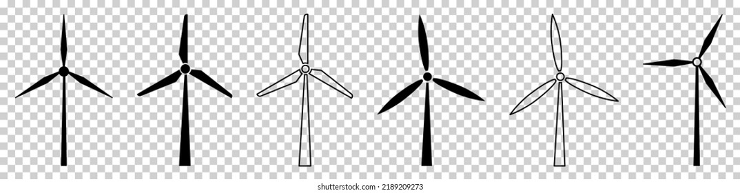 Set of windmill icon. Vector illustration isolated on transparent background