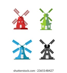 set of windmill logo vector illustrator