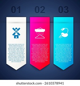 Set Windmill, Sifting flour and Sprout. Business infographic template. Vector