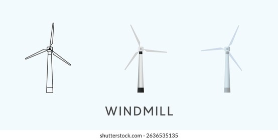 set of windmill vector illustration on white isolated