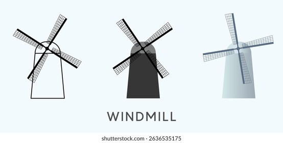 set of windmill vector illustration on white isolated