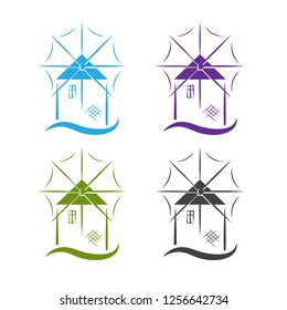 set of windmill with wave vector design template