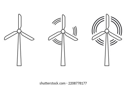 Set of windmill wind turbine illustrations isolated on a white background.