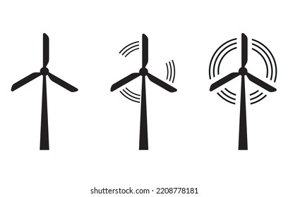 Set of windmill wind turbine illustrations isolated on a white background.