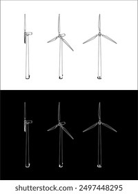 Establecer un proyecto de línea de molino de viento o turbinas eólicas para representar la energía eólica o la energía eólica . Diseño de Ilustración vectorial para energía sostenible y respetuoso del medio ambiente