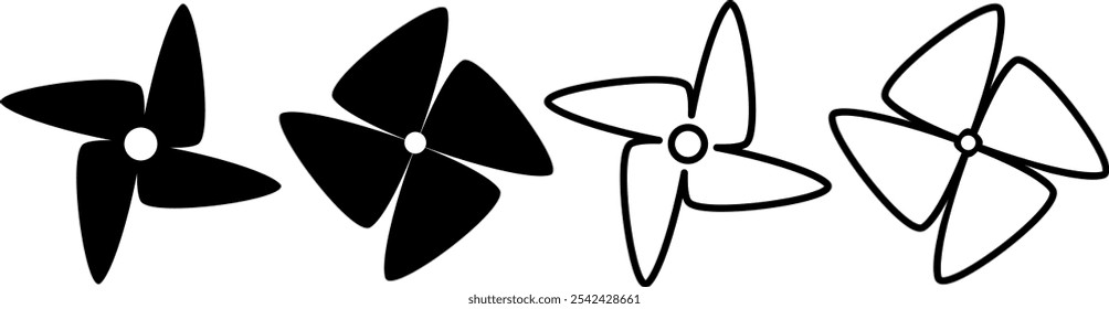 Set of windmills icon. Windmills vector. Outline vector.