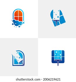 Set Of Window Clean Logo Vector Template, Creative Clean Logo Design Concepts