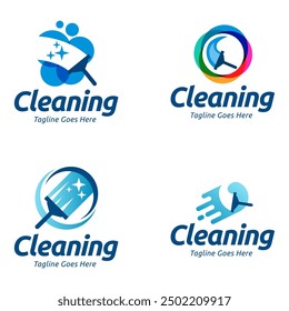 Set of Window cleaning service logo. Window glass cleaning vector logo