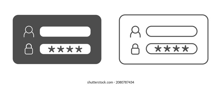  set of window icons for logging in to a system, website, or application. Flat style