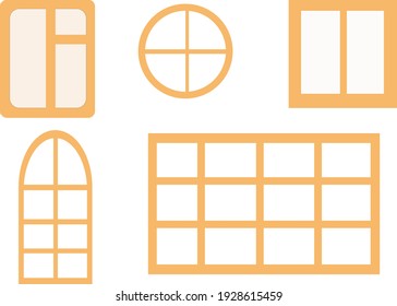 A set of window panes templates for making up houses