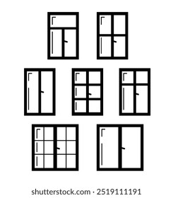 Set Windows line icon. Architectural elements. Linear icons isolated on white background. window frames