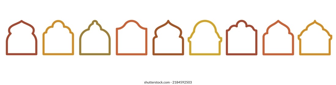 Ventanas de estilo oriental. Mezquitas de dominios, arcos de fondo blanco.