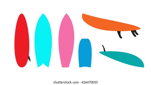 Set of windsurfing boards. Vector Illustration. EPS10