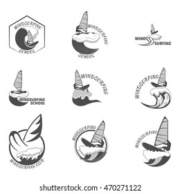 Set. windsurfing logo vector illustration