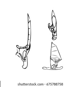 Set of windsurfing sketches.