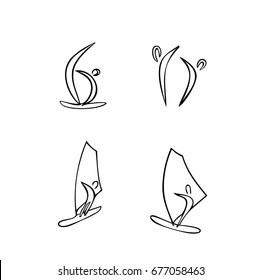 Set of windsurfing sketches.