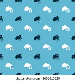 Set Windy weather and Fahrenheit and cloud on seamless pattern. Vector