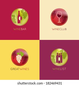 Set of wine background for shops, restaurants and bars. Vector illustration.